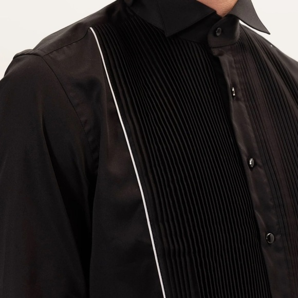 RON TOMSON FLAGSHIP BLACK TUXEDO SHIRT SIZE MEDIUM - Picture 9 of 16